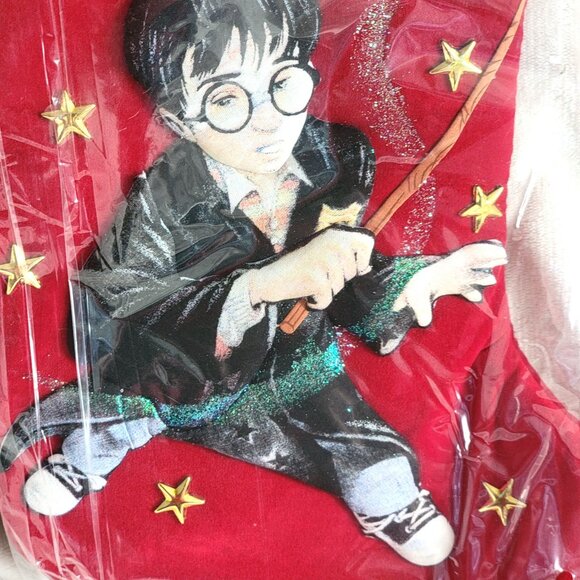 Vintage 2000 Harry Potter Christmas Stocking Red Gold Stars Kurt Adler NWT - Picture 2 of 5